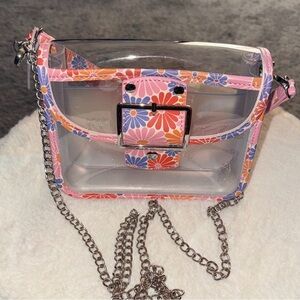 "Mini Clear Daisy Floral Pattern Crossbody Bag".